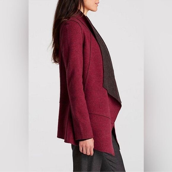 Eileen Fisher Felted Merino Wool Shaped Jacket Charcoal Gray L - Picture 5 of 14